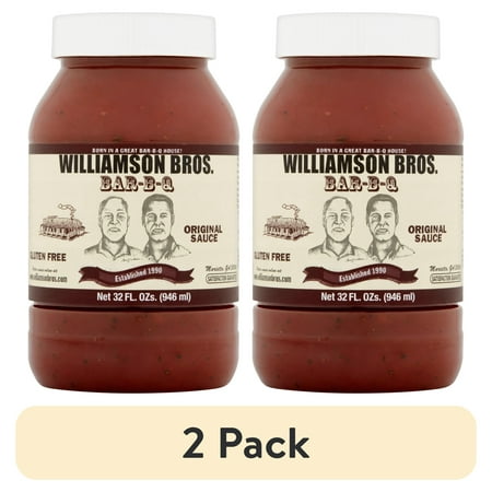 (2 pack) Williamson Bros. Original Bar-B-Q Sauce, Gluten Free, 32 fl oz Jar