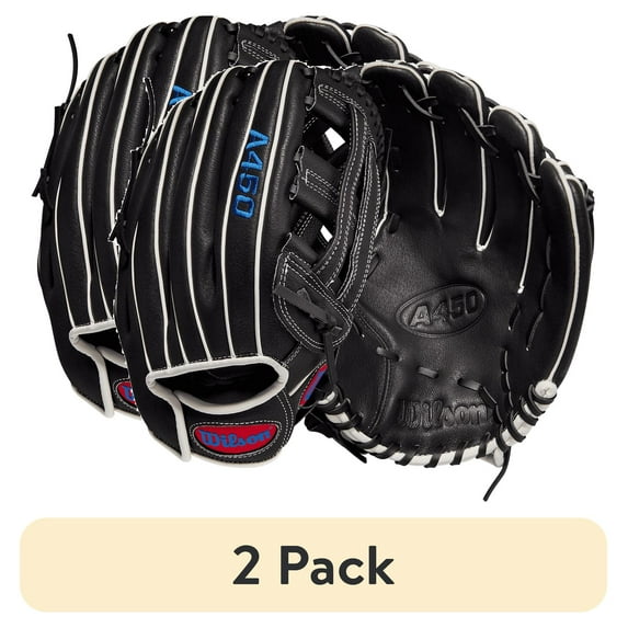 (2 pack) Wilson A450 12" Outfield Baseball Glove, Right-hand Throw