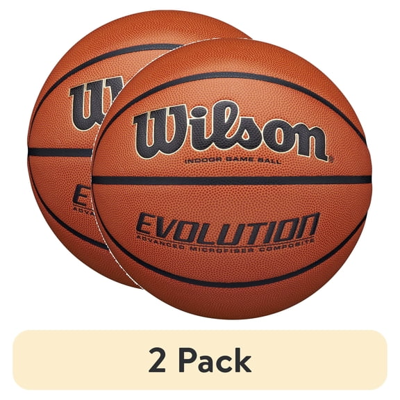 (2 pack) Wilson Evolution Indoor Game Basketball - Black, Size 7 - 29.5"
