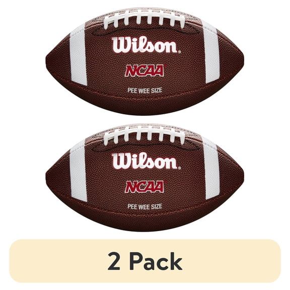 (2 pack) Wilson NCAA Red Zone Composite Football - Brown, Peewee Size (Ages 6-9)