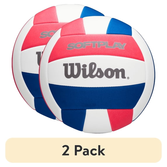 (2 pack) Wilson Soft Play Volleyball, Official Size, Red/White/Blue – Indoor & Outdoor Recreational Volleyball for Beach, Gym, and Backyard Play