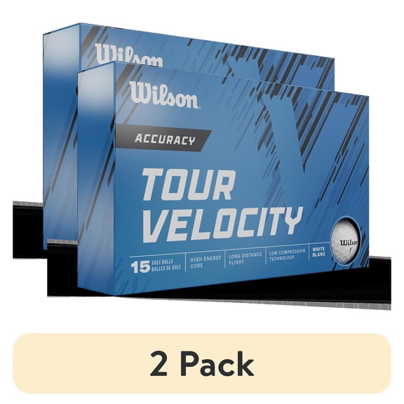 (2 pack) Wilson Tour Velocity Golf Balls, Rubber White, 15 Count