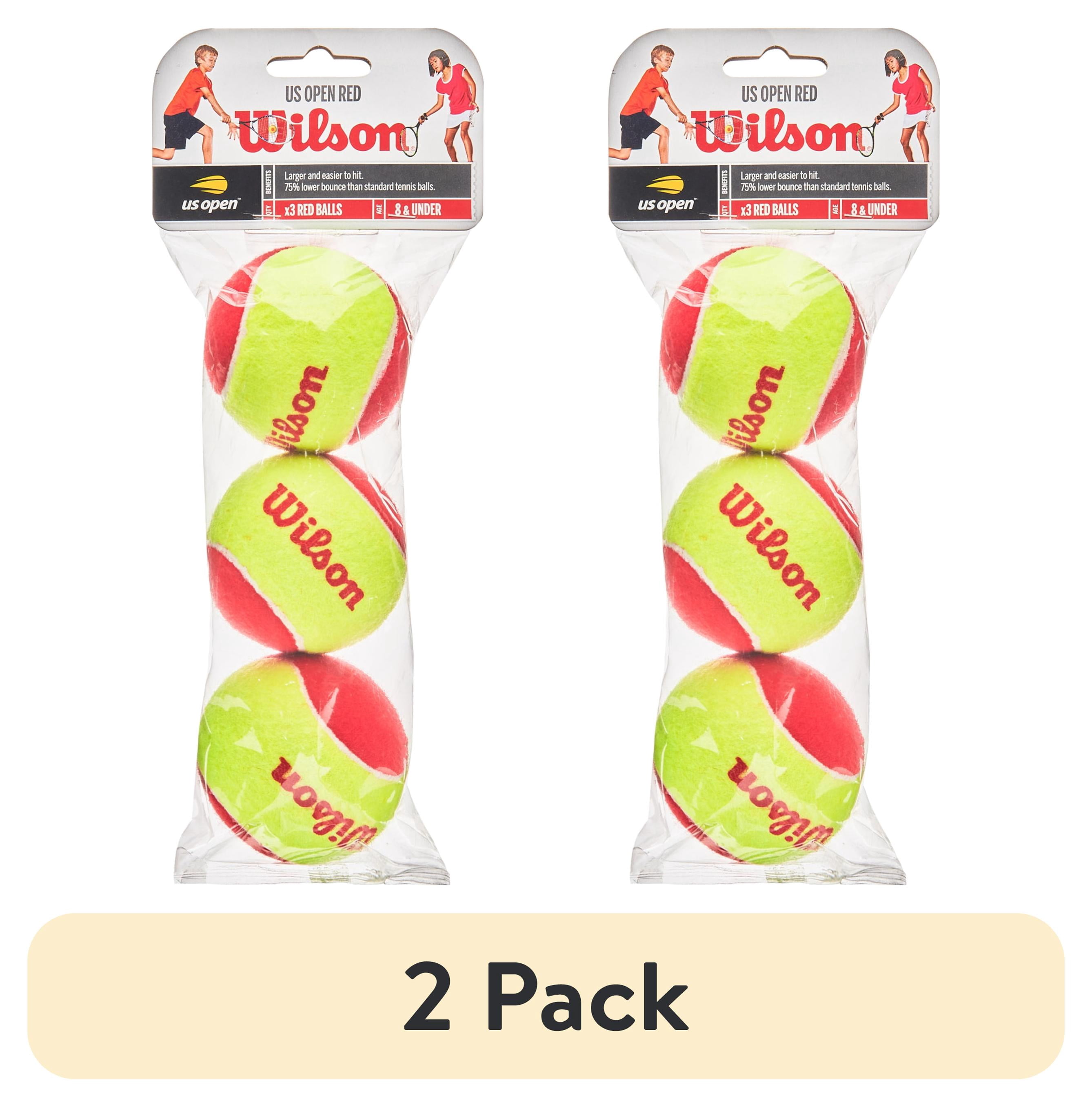 (2 pack) Wilson US Open Starter Junior Tennis Balls, 3-Ball Pack, Ages 8 & Under