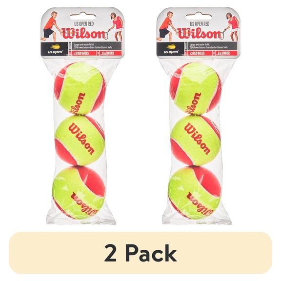 (2 pack) Wilson US Open Starter Junior Tennis Balls, 3-Ball Pack, Ages 8 & Under