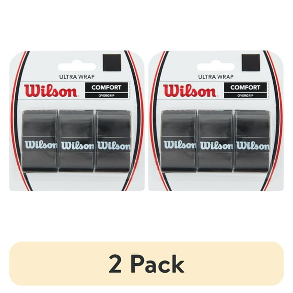 (2 pack) Wilson Ultra Wrap Tennis Racket Overgrip Wrap, Black - 3 Pack