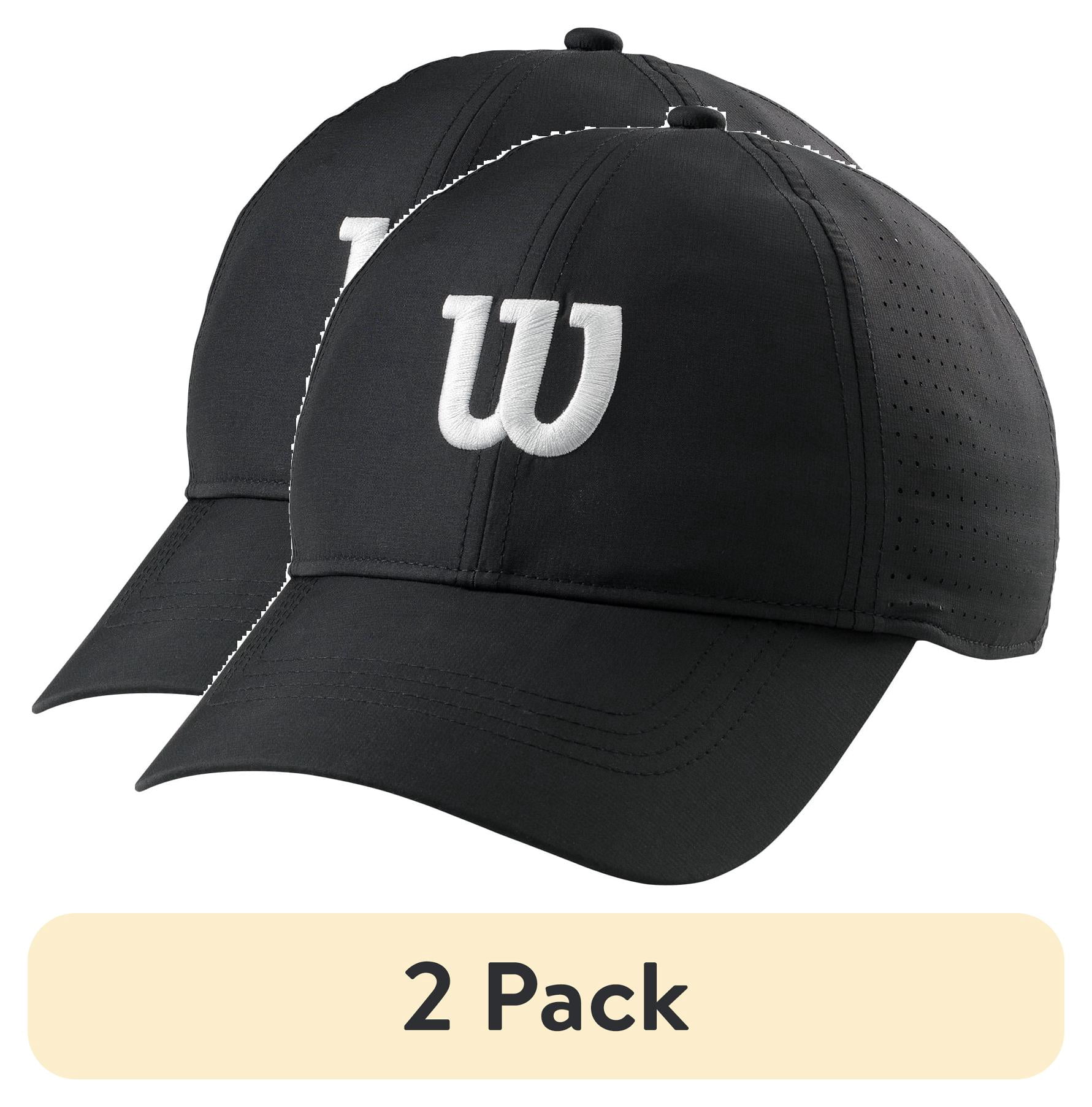 (2 pack) Wilson Ultralight Adult Adjustable Tennis Sport Cap/Hat, Black