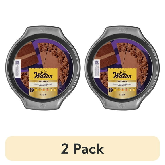 (2 pack) Wilton Premium Non-Stick 9-Inch Round Cake Pan 9x2 Baking Pan, Packaging May Vary