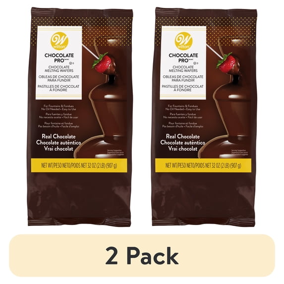 (2 pack) Wilton Chocolate Candy Melts 32oz (2lb Bag) for Fountains, Baking & Candy Making Wafer Chips