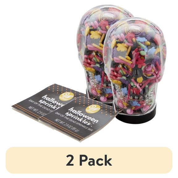 (2 pack) Wilton Day Of Dead Shaped Bottle Sprinkles 2.9oz-Day Of The Dead