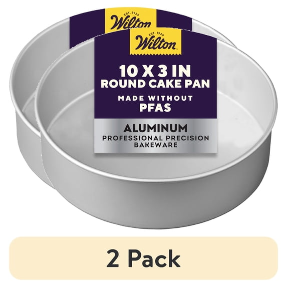 (2 pack) Wilton Aluminum Round Pan 10x3 Ideal for Layer Cakes & Cinnamon Rolls