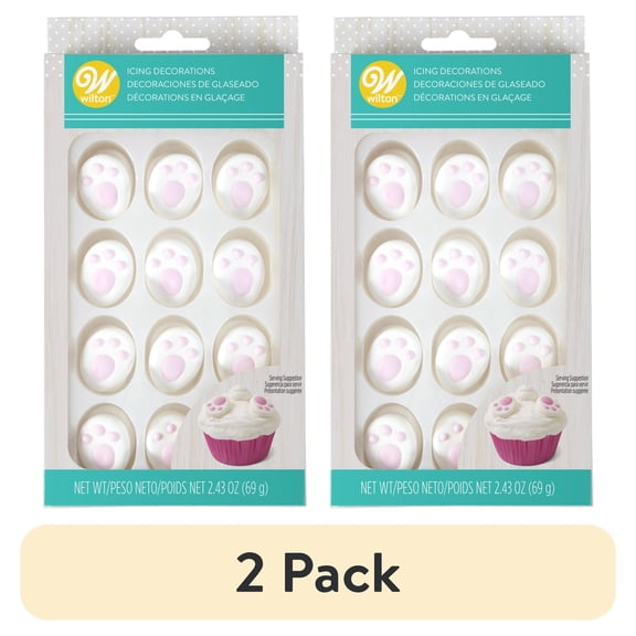 (2 pack) Wilton Dot Matrix Icing Decorations Easter Bunny Feet, Pack of 24