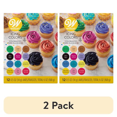 (2 pack) Wilton Edible Gel Food Coloring Set for Cake Decorating & Baking Variety Pack of 12 Each Jar 0.5 Oz.
