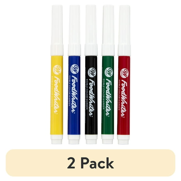 (2 pack) Wilton Fine Tip FoodWriter Edible Color Markers, Assorted, 5-Count