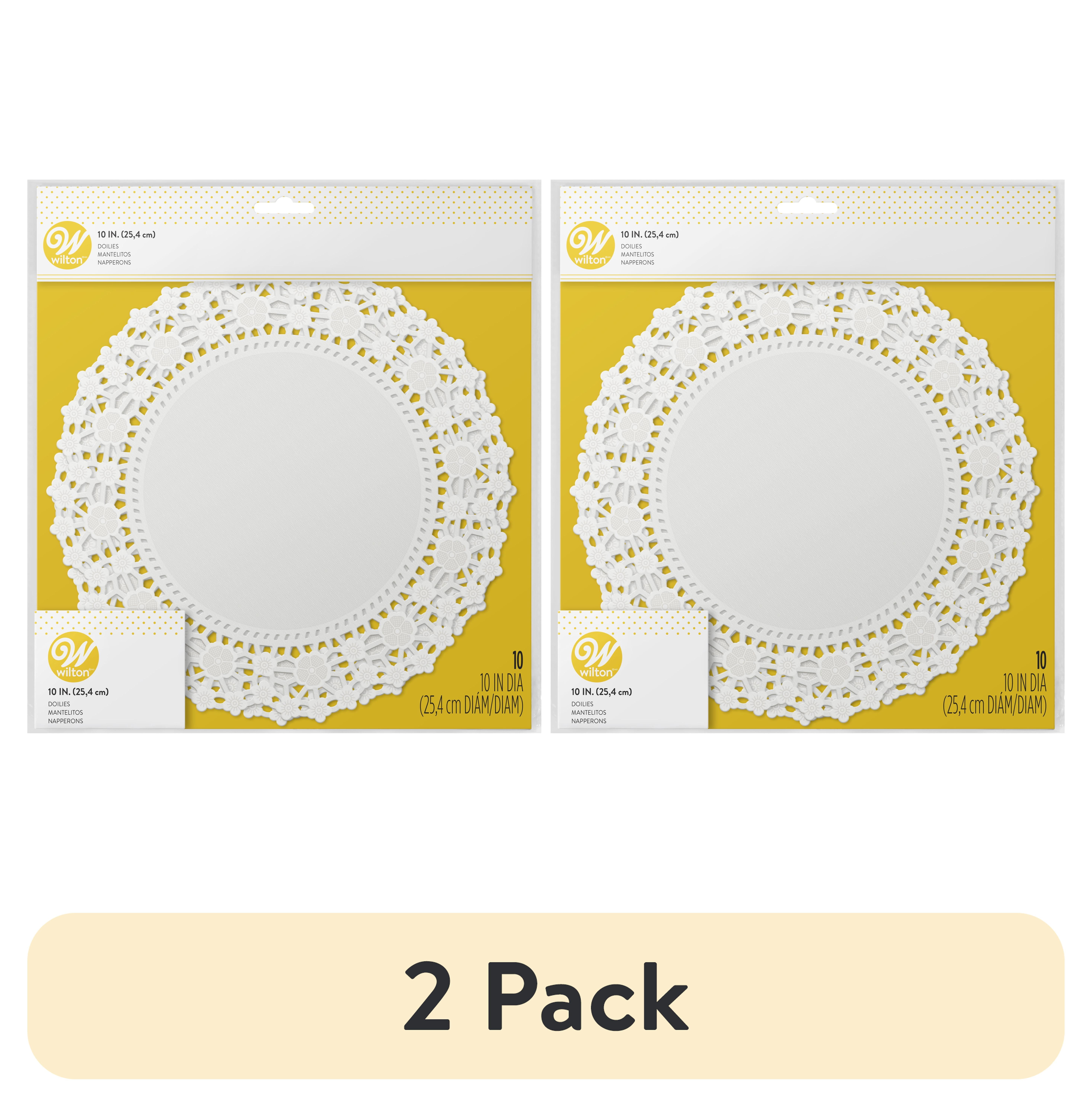 (2 pack) Wilton Lacy Floral Paper Doilies, Bright White, 10-Count, 10 inches Diam.