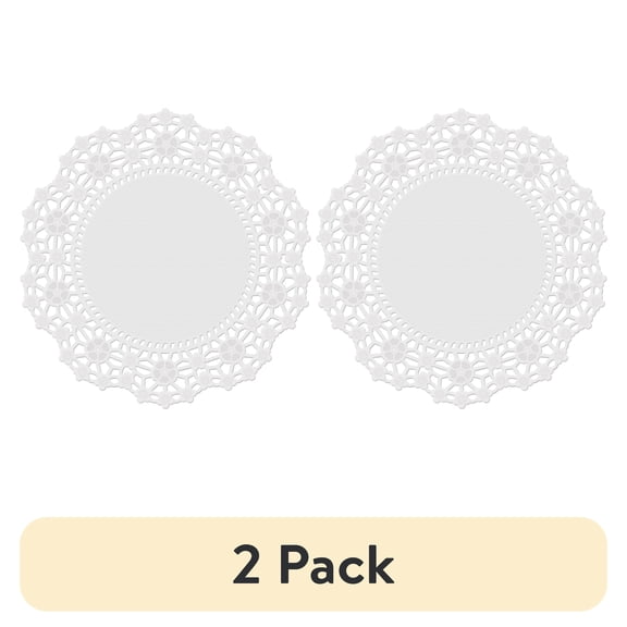 (2 pack) Wilton Lacy Floral Paper Doilies for Cake Decorating, Bright White, 20-Count, 6 in. Diameter