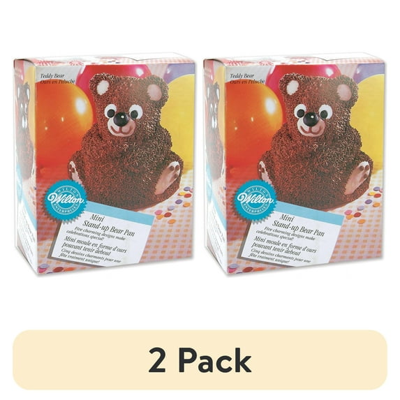 (2 pack) Wilton Novelty 6.2"x5" Shaped Stand-Up Cake Pan, Bear 2105-489