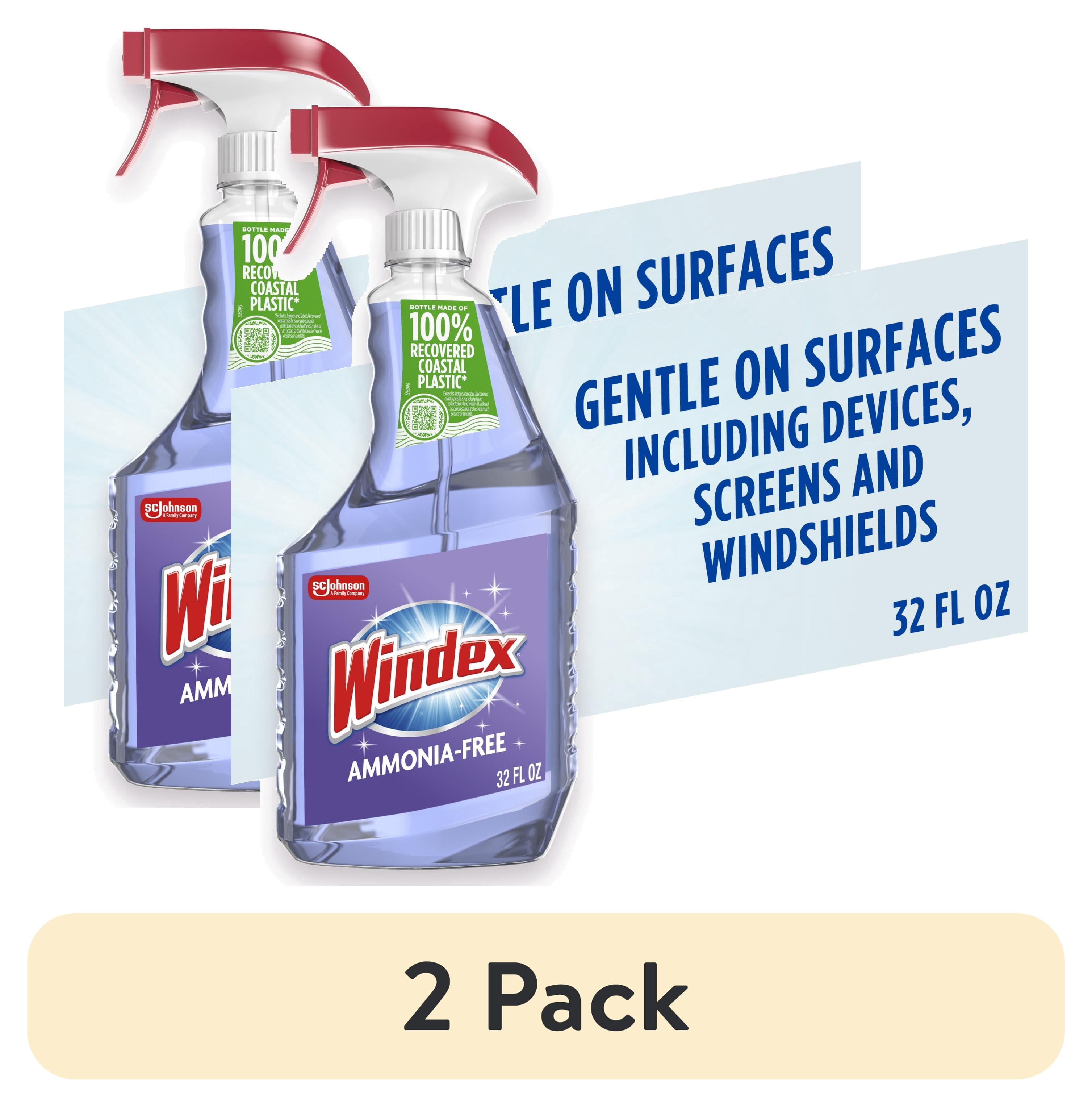 (2 pack) Windex Ammonia-Free Glass, Window, Mirror, and Windshield Cleaner, Crystal Rain Scent, Spray Bottle, 32 fl oz
