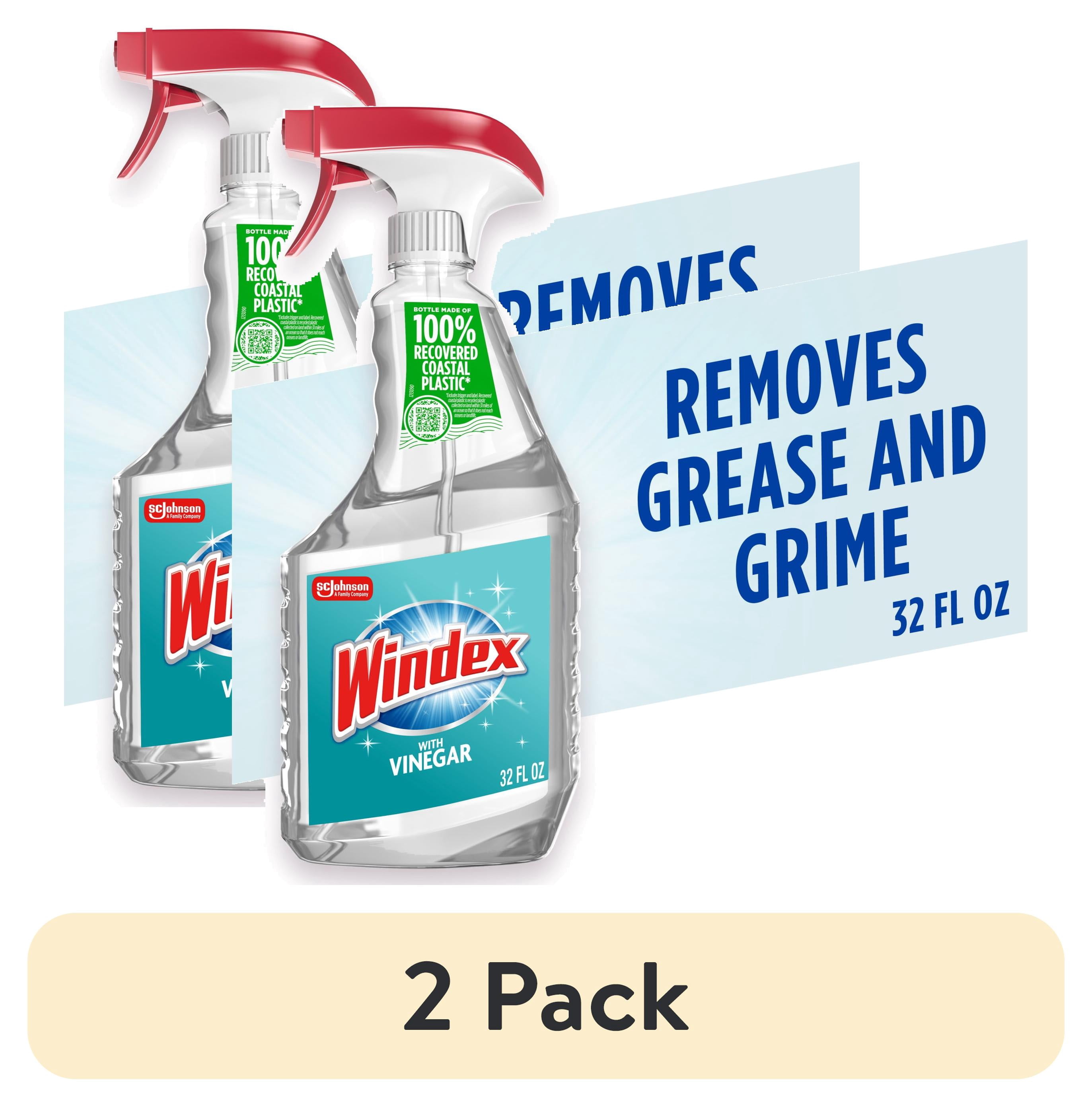 (2 pack) Windex with Vinegar Glass, Window, Mirror, and Glass Stove Top Cleaner, Spray Bottle, 32 fl oz