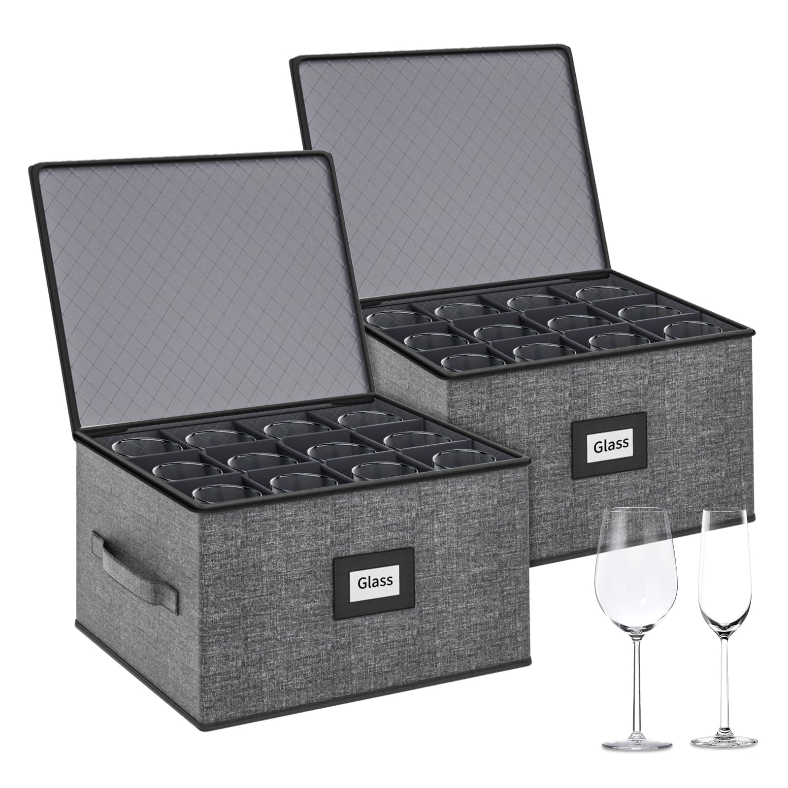 2-pack Wine Glstorbox With Dividers Hard Shell Stemware - Walmart.com