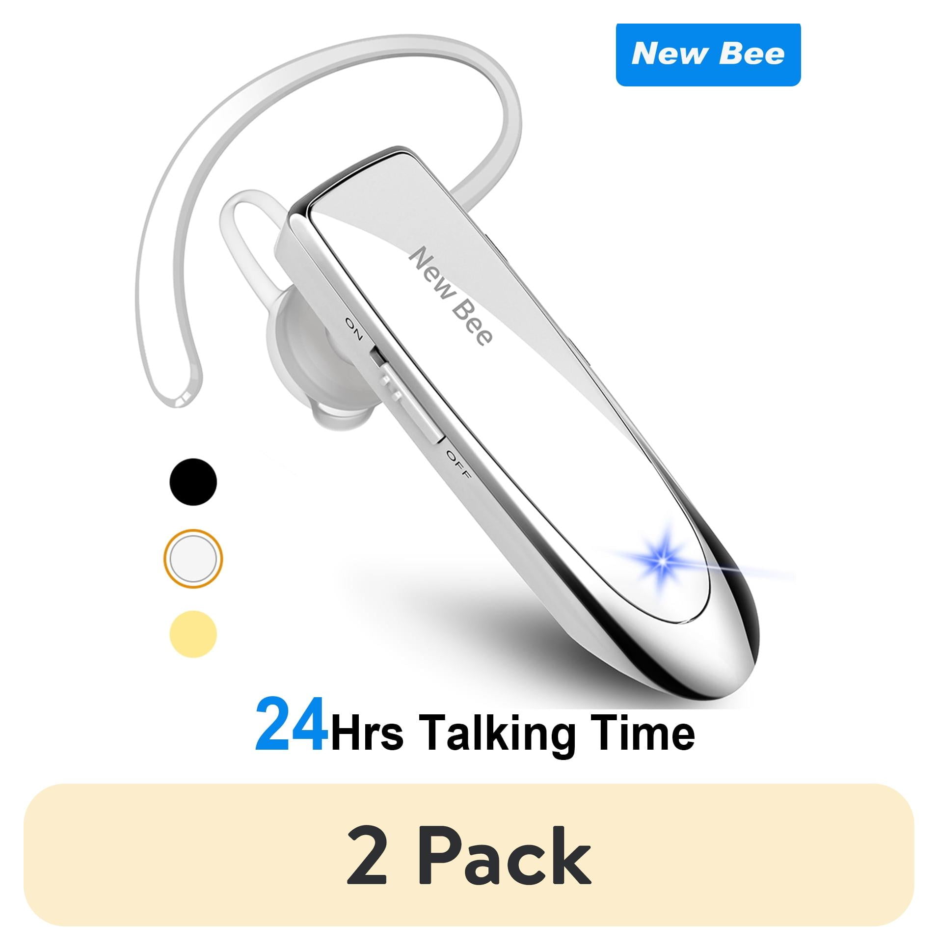 (2 pack) Wireless Bluetooth Earpieces, Built-in Microphone, 24 Hours Talking Time Cell Phone Headset for Android/iPhone/Laptop/iPad/PC