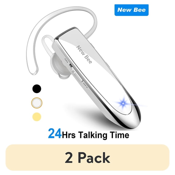 (2 pack) Wireless Bluetooth Earpieces, Built-in Microphone, 24 Hours Talking Time Cell Phone Headset for Android/iPhone/Laptop/iPad/PC