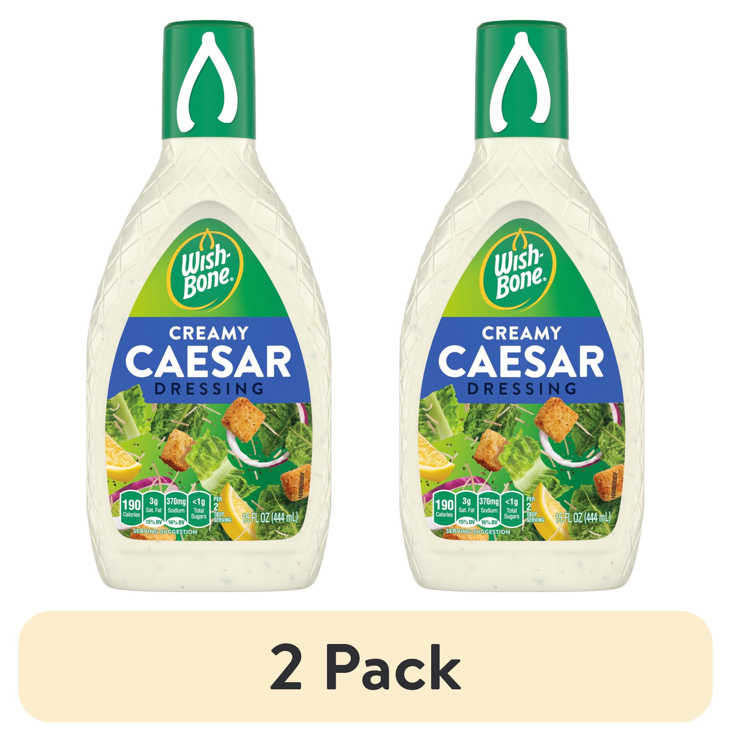 (2 pack) Wish-Bone Creamy Caesar Salad Dressing, 15 fl oz
