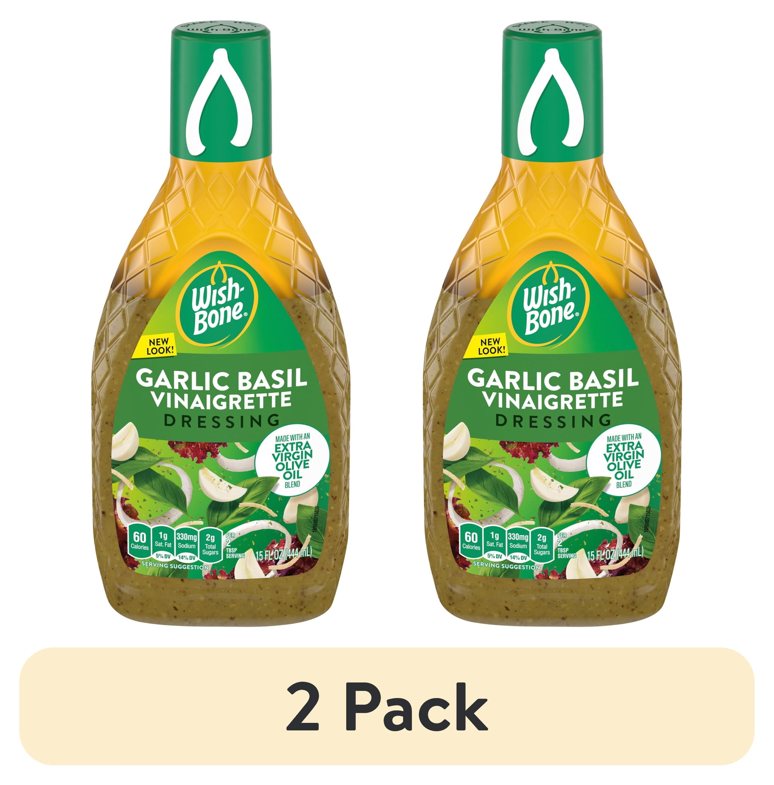 (2 pack) Wish-Bone Extra Virgin Olive Oil Blend Garlic Basil Italian Salad Dressing, 15 fl oz