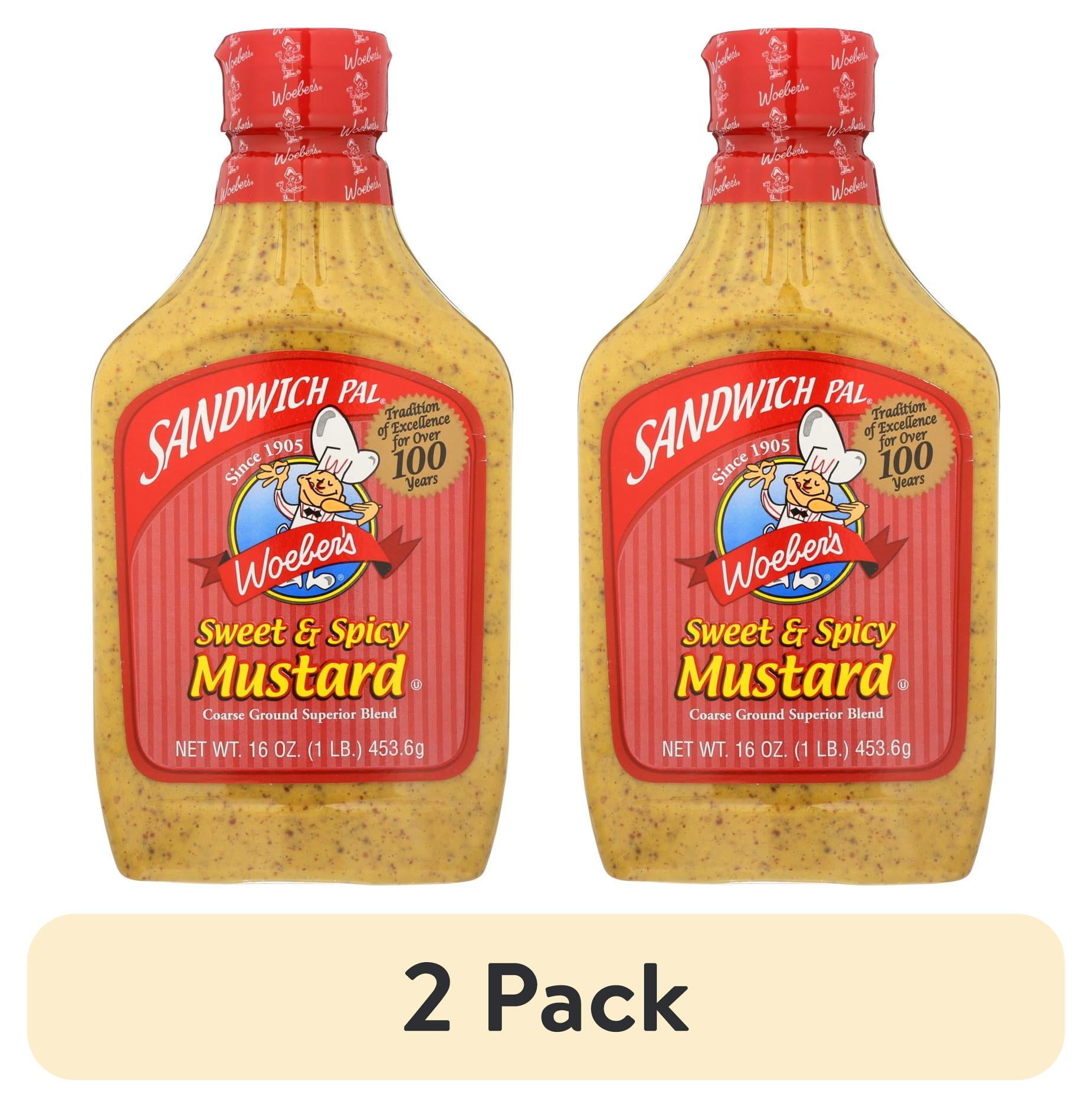 (2 pack) Woeber's Sandwich Pal Sweet and Spicy Mustard, 16 oz, Gluten Free