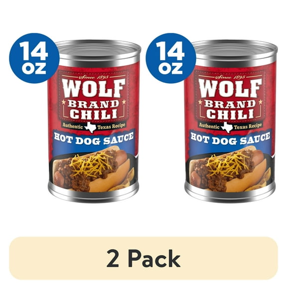 (2 pack) Wolf Brand Chili Hot Dog Sauce, Canned Chili, 14 oz