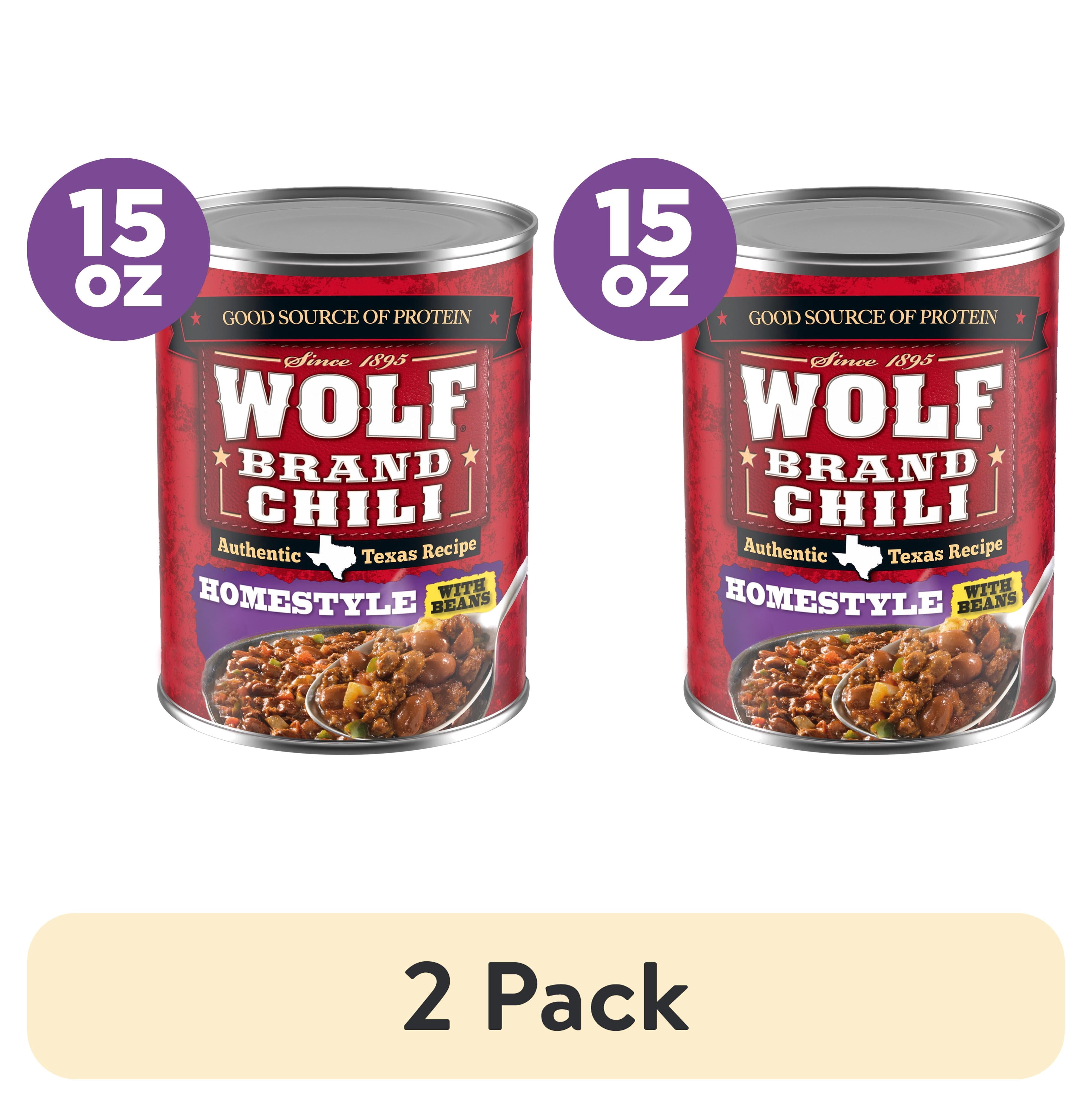 (2 pack) Wolf Brand Homestyle Chili With Beans, 22g Protein Per Serving ...