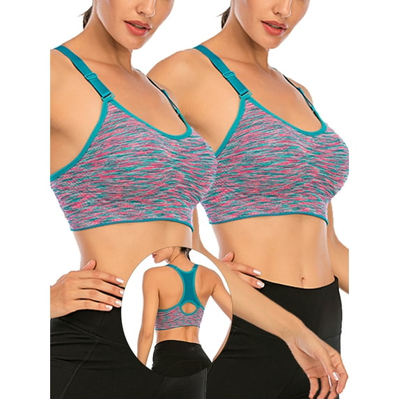 2 pack Women Sports Bra Wireless Bra Racerback Sports Bra Women's Racerback Compression Sports Bra Seamless Padded Yoga Sports Casual Crop Tops