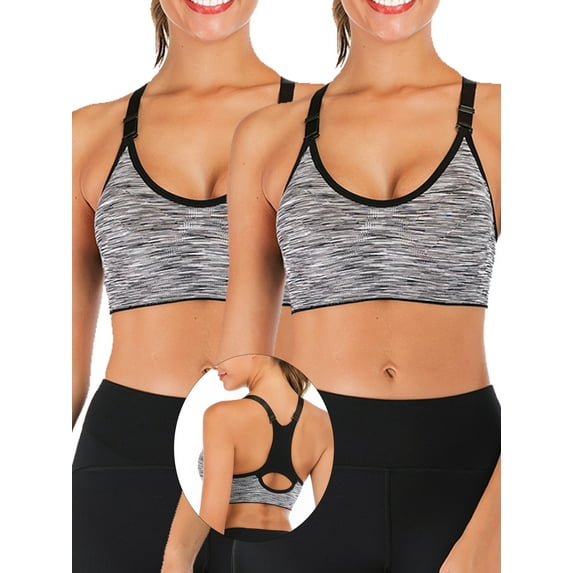 2 pack Women Sports Bra Wireless Bra Racerback Sports Bra Women's Racerback Compression Sports Bra Seamless Padded Yoga Sports Casual Crop Tops