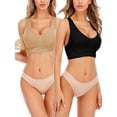 thumbnail image 1 of 2 pack Women Sports Bras Padded Seamless Sports Bra Women Mesh Racerback Workout Bras Padded Sports Bras Sleep Bra Women Lace Front Cross Side Buckle Yoga Sports Bra, 1 of 8