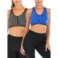 thumbnail image 1 of 2 pack Women's Sports Bras Zipper Yoga Bras Racerback Workout Bras Wireless Zip Front High Impact Yoga Bras for Yoga Gym Workout Fitness, 1 of 7