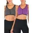 thumbnail image 1 of 2 pack Women's Sports Bras Zipper Yoga Bras Racerback Workout Bras Wireless Zip Front High Impact Yoga Bras for Yoga Gym Workout Fitness, 1 of 7