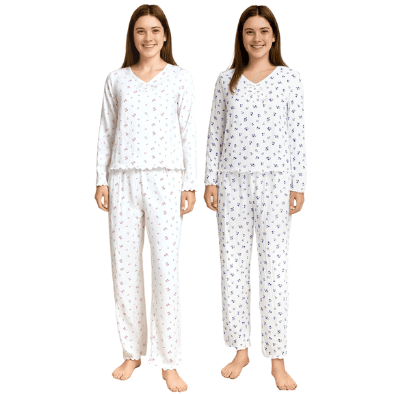 2 pack Womens Pajamas Set Cute Pjs Y2k Lounge Outfit Long Sleeve Sweet Sleepweasr set