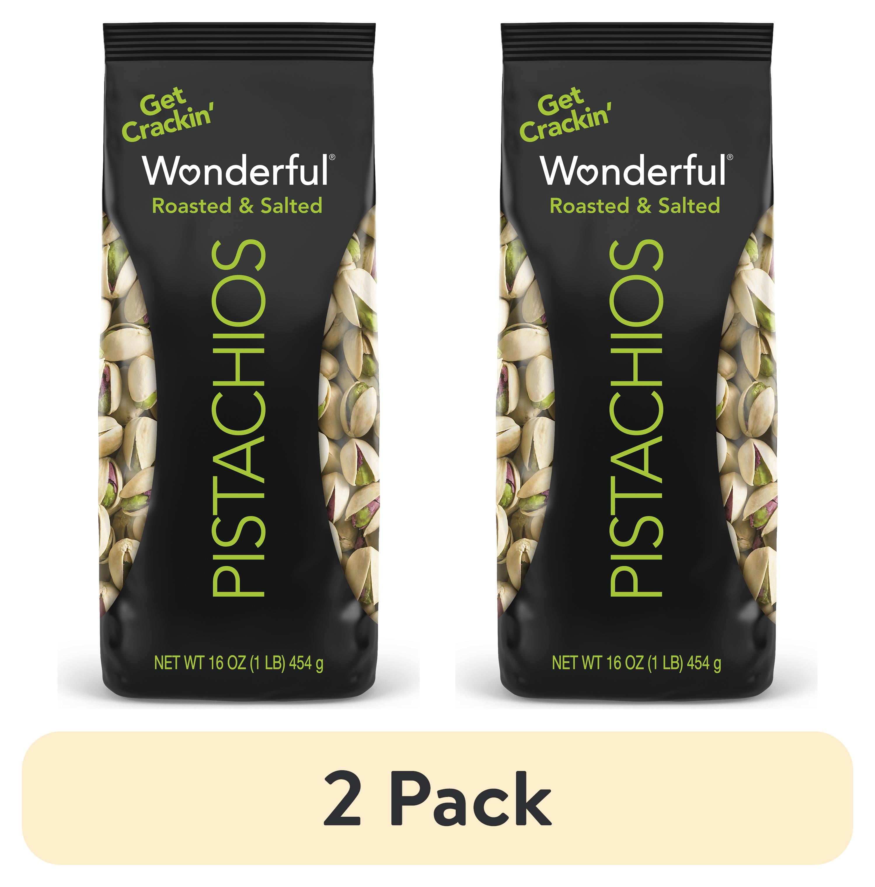 (2 pack) Wonderful Pistachios In-Shell Roasted & Salted Nuts, 16 Ounce Bag