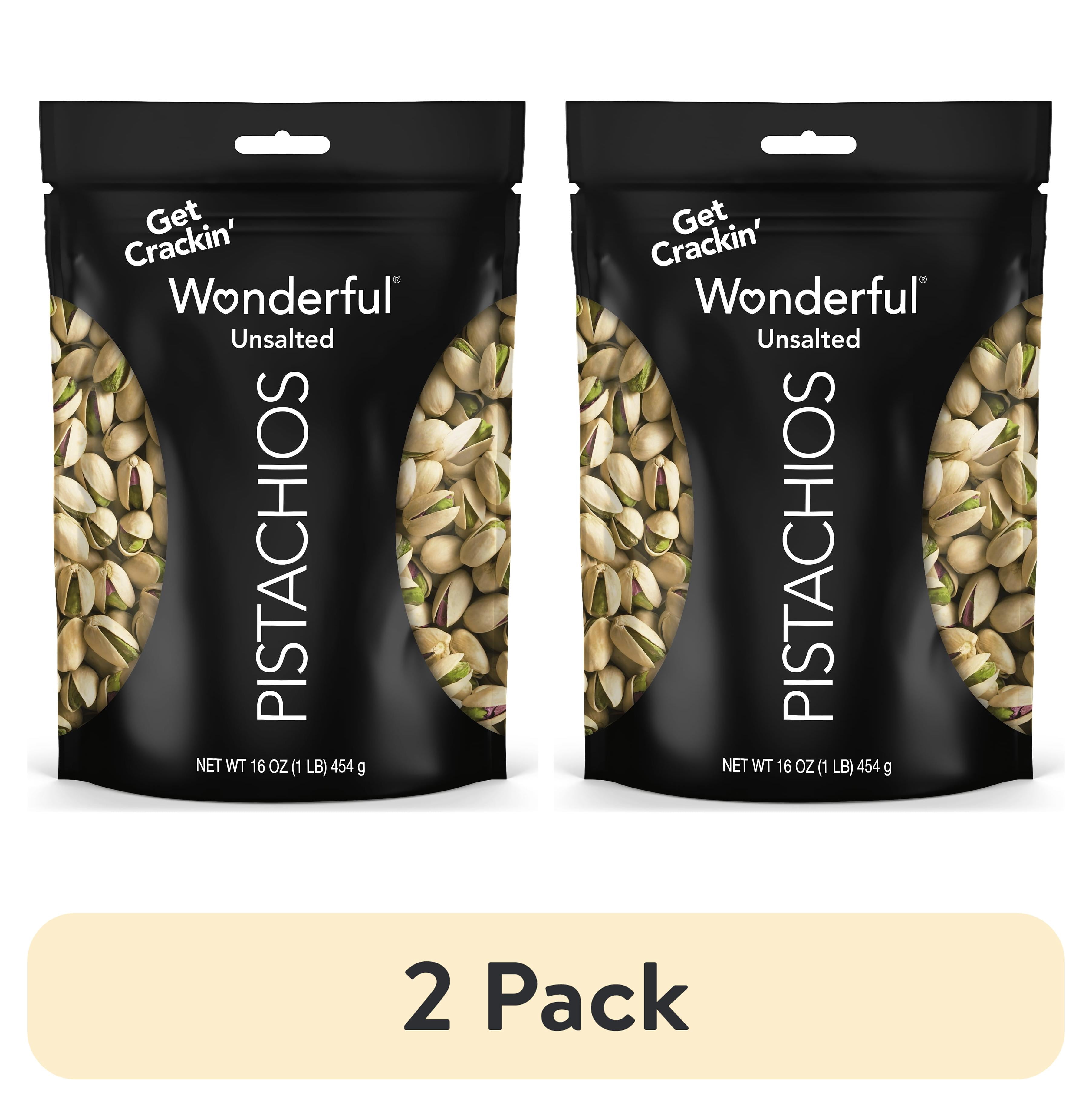 (2 pack) Wonderful Pistachios In-Shell Unsalted Nuts, 16 Ounce Resealable Bag