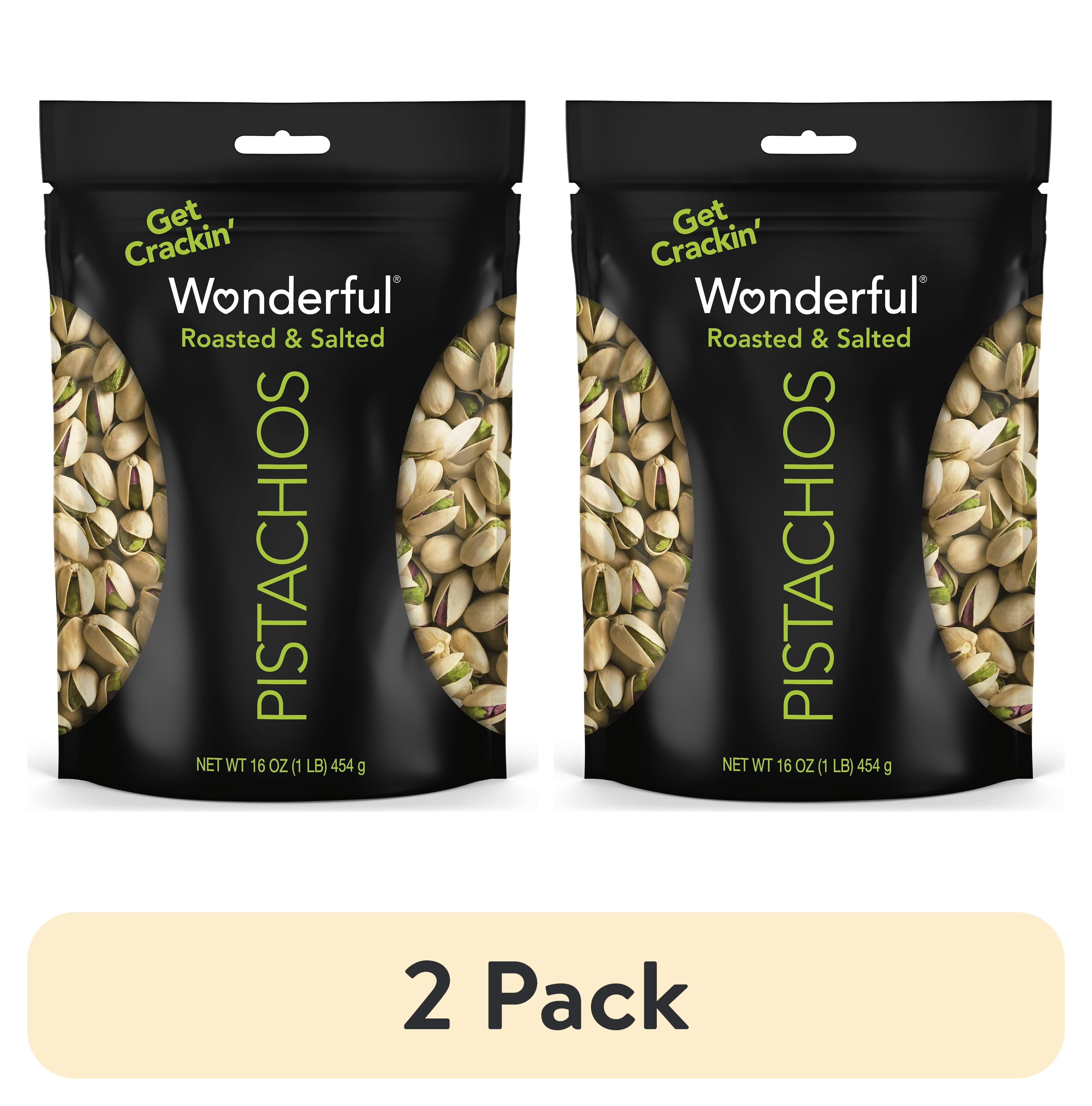 (2 pack) Wonderful Pistachios In-Shell Roasted & Salted Nuts, 16 Ounce Bag