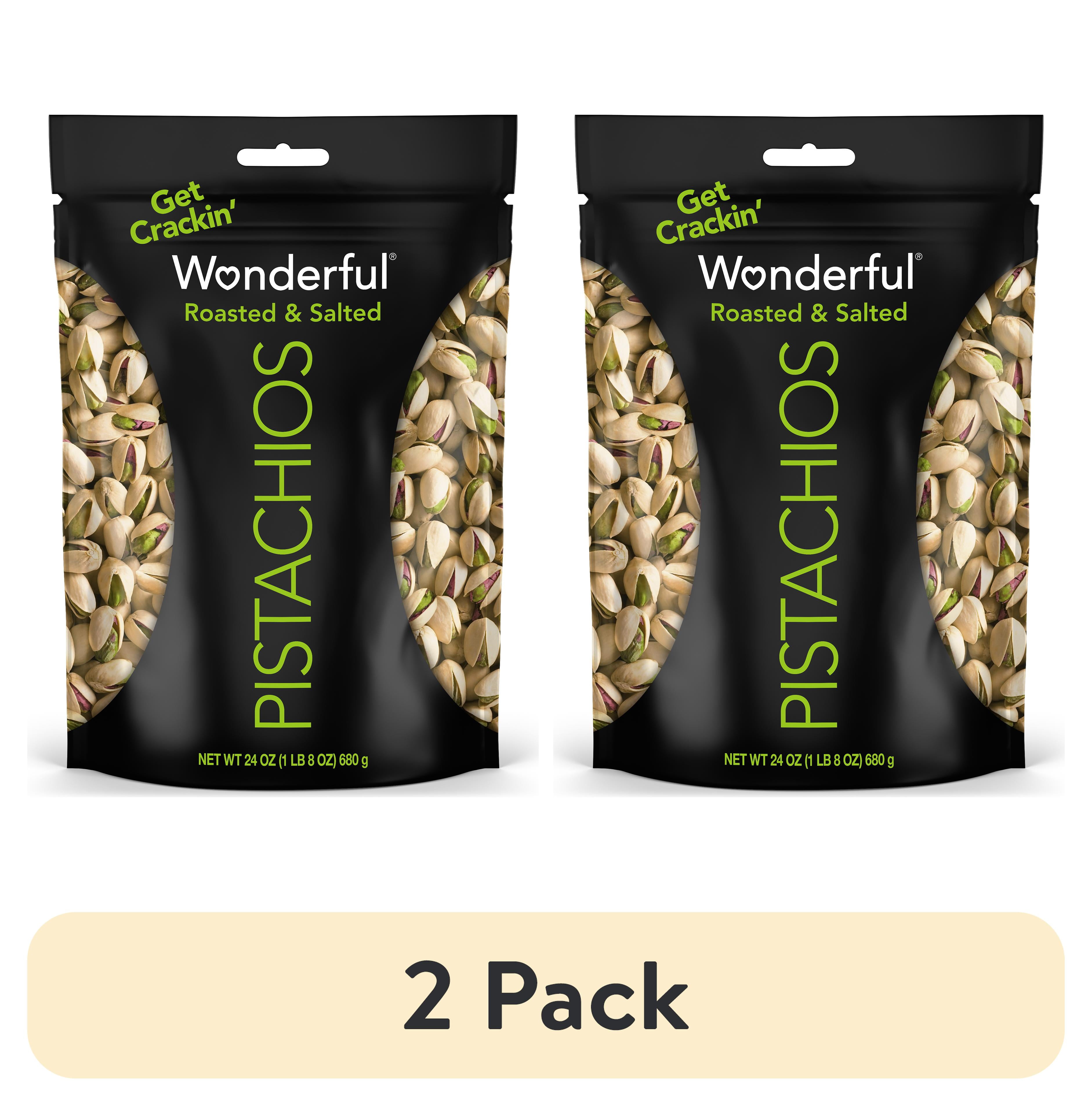 (2 pack) Wonderful Pistachios In-Shell Roasted & Salted Nuts, 24 Ounce Bag