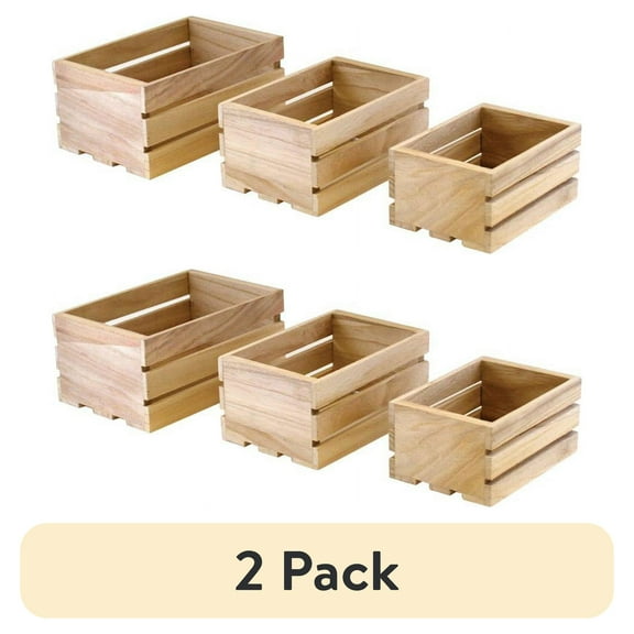 (2 pack) Wood Craft Crate Caddy Set, 3pk