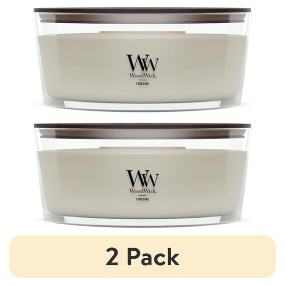 (2 pack) WoodWick Ellipse Scented Candle, Fireside, 16 oz