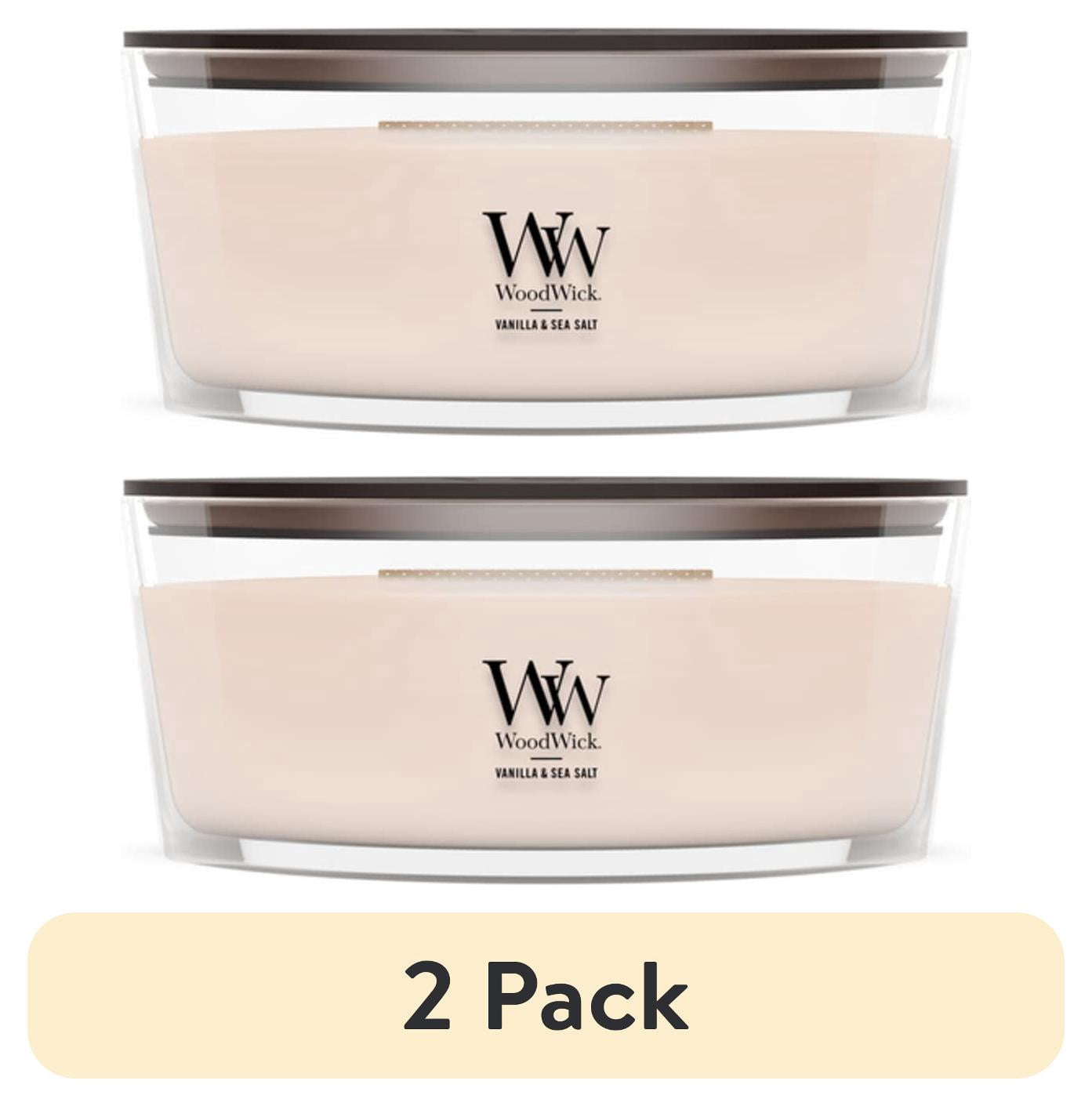 (2 pack) WoodWick Ellipse Scented Candle, Vanilla & Sea Salt Scent, Crackles as it Burns, Up to 50 hours Burn Time, Premium Soy blend, Perfect for gifting, 16oz