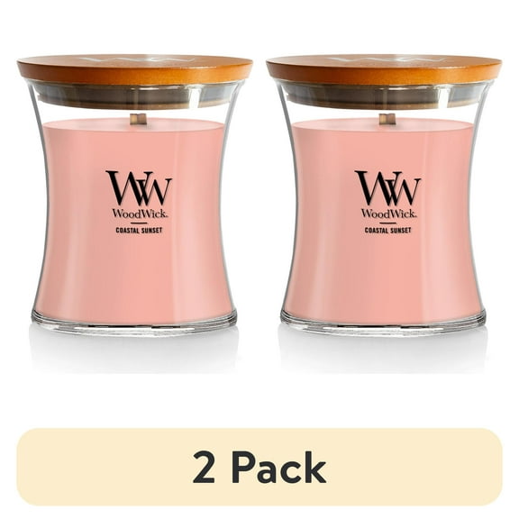 (2 pack) WoodWick Medium Hourglass Scented Candle, Coastal Sunset, 9.7 oz