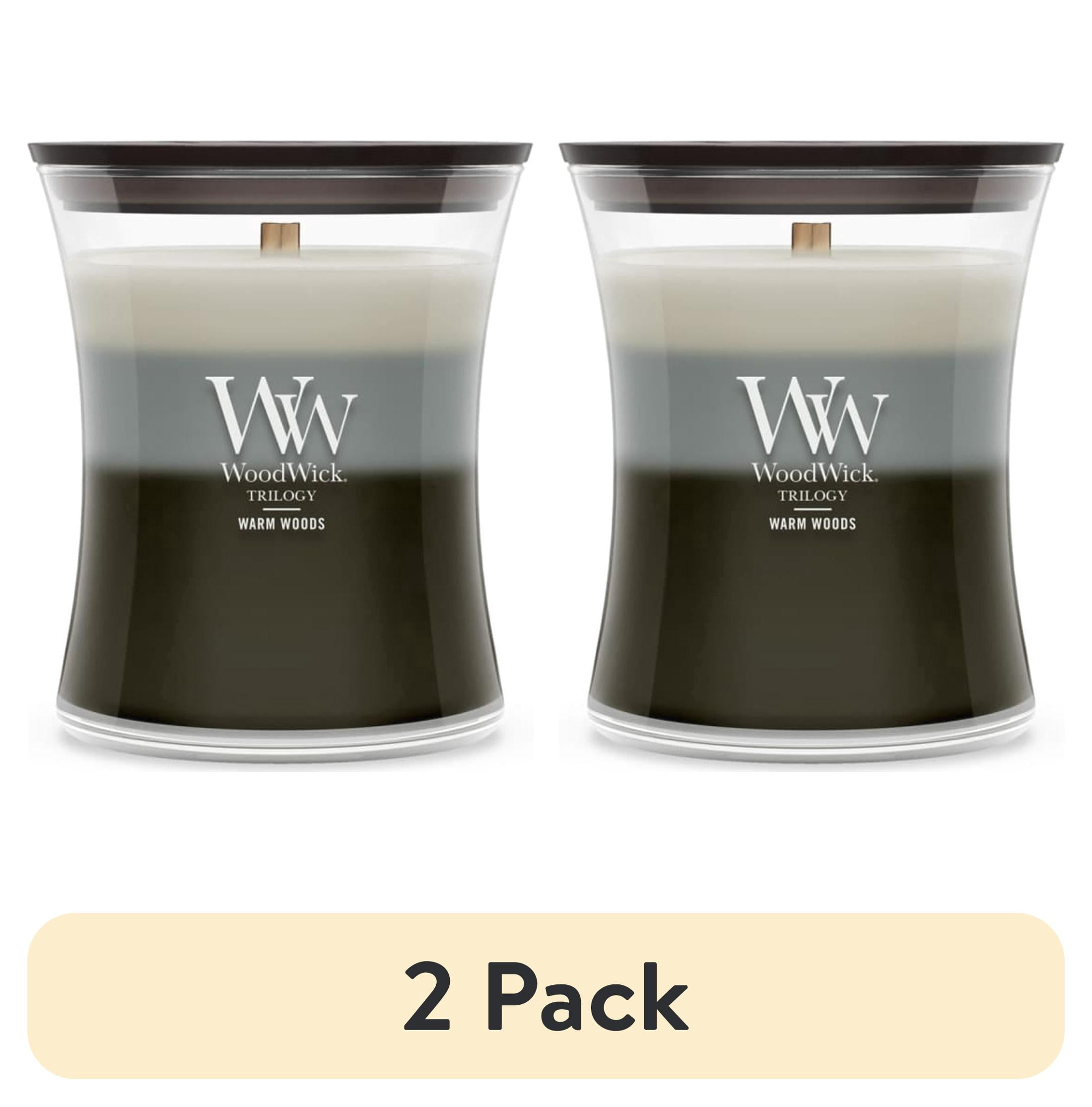 (2 pack) WoodWick Medium Hourglass Trilogy Scented Candle, Warm Woods, 9.7 oz