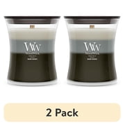 2 pack WoodWick Medium Hourglass Trilogy Scented Candle, Warm Woods, 9.7 oz