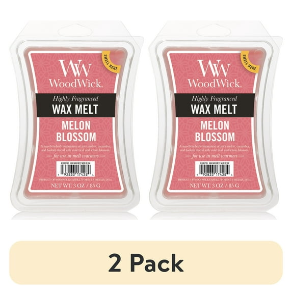 (2 pack) WoodWick Wax Melts, Melon Blossom, 1 Pack of 6, 3 oz