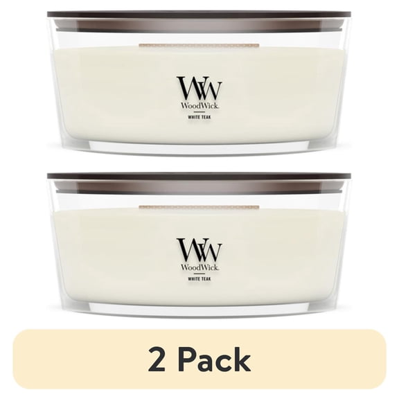 (2 pack) WoodWick Ellipse Scented Candle, White Teak, 16 oz