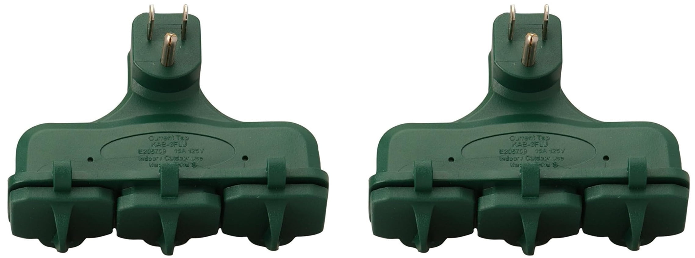 [2-pack] - Woods 13270 Green Weatherproof 3-Outlet Adapter Suitable for ...