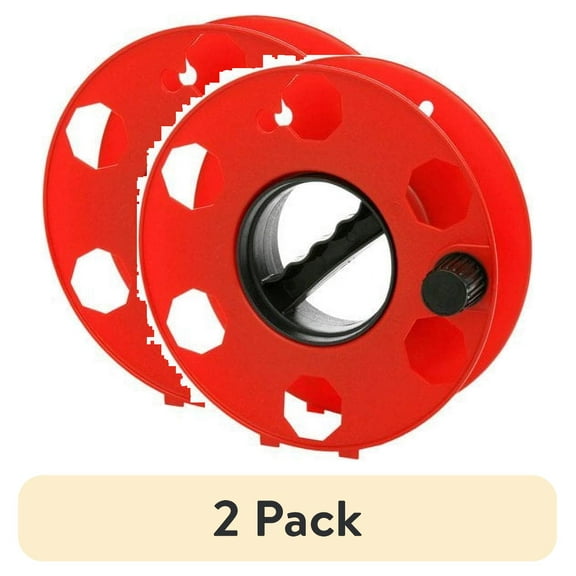 (2 pack) Woods E-102 Plastic Red Heavy Duty Tangle Free Cord Storage Wheel Easy Grip Handle 125-Foot